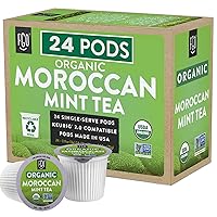 Organic Moroccan Mint K-Cup Pods, 24 Pods by FGO - Keurig Compatible - Naturally Occurring Caffeine, Premium Moroccan Mint Green Tea is USDA Organic, Non-GMO, & Recyclable