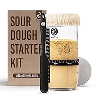 Sourdough Starter Jar Kit with 24 oz Glass Jar – Extra Thermometer Strips and Breathable Covers Included in Sourdough Starter Kit – A Perfect Sourdough Bread Starter Kit for Beginners to Expert
