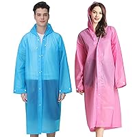 Rain Ponchos Raincoats for Adults Women Men, Reusable 2 Pack Rain Jacket Coats with Hood for Family Disney Camping Hiking