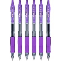 Pilot G2 Retractable Rollerball Gel Pens, Fine Point, 0.7mm, Purple Ink, 6 Count