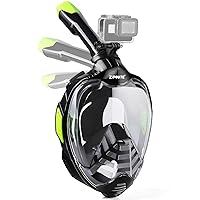 Snorkel Mask Full Face, Full Face Snorkel Mask Adult and Kids with Detachable Camera Mount, Snorkeling Mask 180 Panoramic View Anti-Fog Anti-Leak Dry Top Set with Adjustable Straps