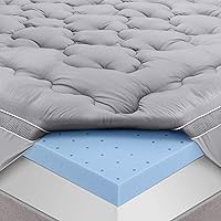 BedStory Mattress Topper King Size, Dual-Layer Pillow Top & Gel Memory Foam Bed Toppers 3.6 Inch, 2-in-1 Combination of Comfort and Support, Gray