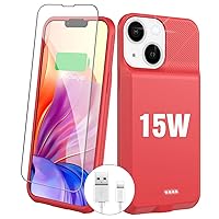 GIN FOXI 15W Fast Charging Battery Case for iPhone 13/13 Pro/14/14 Pro, Ultra-Slim Lightweight Powerful 7000mAh Charger Case Protection Anti-Slip Soft TPU Charging Case for iPhone 13/13Pro/14/14Pro