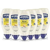 Hellmann's Real Mayonnaise For a Rich Creamy Condiment Real Mayo Squeeze Bottle Gluten Free, Made With 100% Cage-Free Eggs 20 oz, Pack of 6