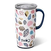 Swig Life 22oz Travel Mug | Insulated Tumbler with Handle and Lid, Cup Holder Friendly, Dishwasher Safe, Stainless Steel, Travel Coffee Cup, Insulated Coffee Mug with Lid and Handle (Sea La Vie)