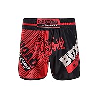 Youth Muay Thai Shorts for Kids Boxing Trunks Satin Kickboxing MMA Training Athletic Shorts for Martial Arts