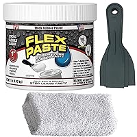 Flex Seal Flex Paste White, 1lb - Leak Repair Kit with Putty Knife Set + Daley Mint Cleaning Towel | Quickly Fills Cracks, Holes, Gaps