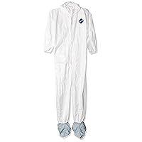 DuPont unisex-adult TY122S Disposable Elastic Wrist, Bootie & Hood White Tyvek Coverall Suit 1414, Large