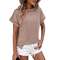 Summer Shirts for Women 2024 Trendy, Tops Outer Seam Twisted Stripe Short Sleeve Loose T-Shirt, S XXL