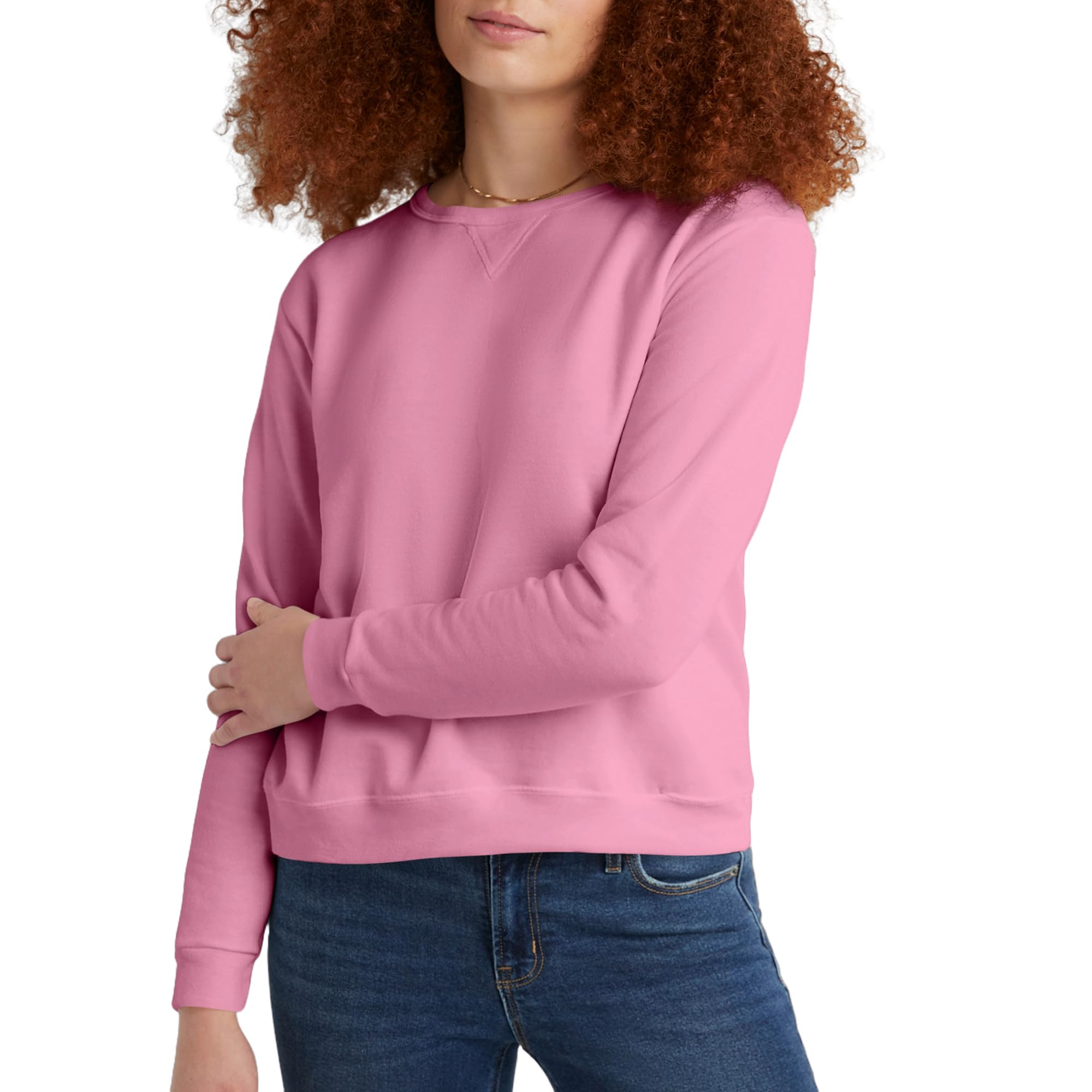 Hanes EcoSmart V-Notch Crewneck, Fleece Pullover Sweatshirt for Women