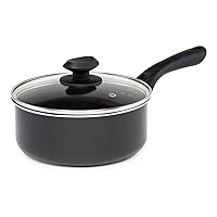 Ecolution Easy to Clean, Comfortable Handle, Even Heating, Dishwasher Safe Pots, 3-Quart Sauce Pan, Black