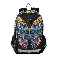 ALAZA Rianbow Butterfly Ethnic Boho Laptop Backpack Purse for Women Men Travel Bag Casual Daypack with Compartment & Multiple Pockets