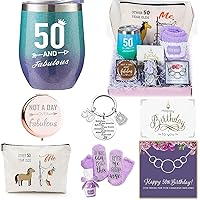 50th Birthday Gifts for Women, Happy 50 Year Old Best Friend Birthday Decorations Women, Tuning 50 Birthday Present for Female Mom Sister Wife Grandma Coworker, Funny Wine Tumbler Gift Box Sets Ideas