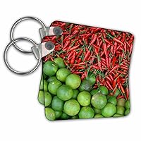 3dRose Key Chains Vietnam. Limes and chili peppers, Dong Ba Market, Hue, Thua Thien–Hue (kc-226076-1)