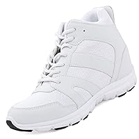 CALTO Men's Invisible Height Increasing Elevator Shoes - Leather/Mesh Lace-up Sporty Trainers - 4 Inches Taller