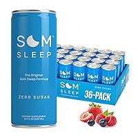 Som Sleep Zero Sugar Berry, 36-Pack w/Melatonin, Magnesium, Vitamin B6, L-Theanine & GABA – Vegan, Functional Nighttime Drink – 8.1 Fl Oz