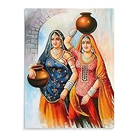 Posters Indian Wall Art Indian Women's Pottery Art Indian Cultural Art Posters Vintage Posters Canvas Wall Art Prints for Wall Decor Room Decor Bedroom Decor Gifts 8x10inch(20x26cm) Unframe-Style