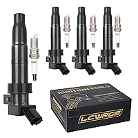 LCWRGS Set of 4 Ignition Coil Pack and Iridium Spark Plugs Fits for 2.4 L4 Hyundai Sonata Santa Fe Sport Tucson Genesis Equus Kia Optima Sorento Sportage 2011 2012 2013 2014 2015 2016 Replaces# UF611