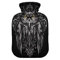 Hot Water Bottle with Cover 1L Warm Water Bottle for Hot and Cold Compress Hot and Cold Therapies,Hand Feet Warmer,Owl