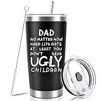 Fathers Day Dad Gifts from Daughter Son Wife, 20oz Tumbler Coffee Travel Cup with Straws Lids - Birthday Christmas Anniversary Presents Idea for New Dad Bonus Dad Stepdad PaPa Father in Law Husband