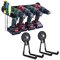 ULIBERMAGNET 2 Pack Large Garage Magnet Hooks and Magnetic Power Tool Organizer, Heavy Duty Cordless Drill Holder for Indoor & Outdoor Hanging Tools, Ropes,Drill
