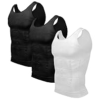 Mens 3 Pack Body Shaper Slimming Tummy Vest Thermal Compression Shirt Tank Top Shapewear