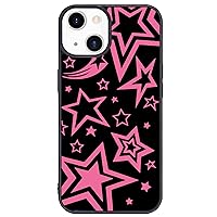 Pink Star Phone Case for iPhone 13 Stars Case Cover TPU Bumper Hard Back Shockproof Phone Case Girly Protective Phone Cover with Design