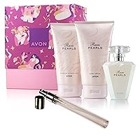 Perfume Spray Bottle Bundled with an Avon Perfume for Women - Avon Rare Pearls Perfume - Gift Sets of 4 Items