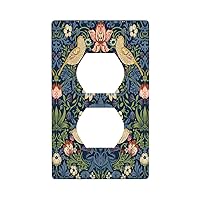 Morris Vintage Floral Birds Duplex Outlet Covers Strawberry Light Switch Cover Plate Decorative Wall Plate Switchpalte Electrical Faceplate for Kitchen Bedroom Bathroom 4.5