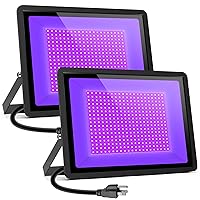 Black Lights 500W LED Black Lights Flood Light with Plug(6ft Cable) for Blacklight Party, Body Paint, Aquarium,Fluorescent Poster, Stage Lighting, Neon Glow in The Dark Night - 2 Pack