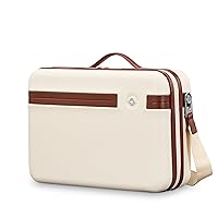 Virtuosa Hardside Train Case, Crossbody Travel Makeup Case with Removable Strap, Off White