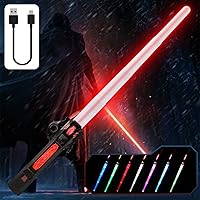 Light Up Saber for Kids, Dual Light Sword RGB 7 Colors Changeable with 3 Modes FX Sound, Expandable Light Swords Set for Galaxy War Fighter Warriors, Dress Up Parties Gifts for Children's Day