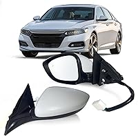 Left Driver side Mirror Fits 2018-2022 Honda Accord LX, Sport With Power Glass， Heated, Blind Spot Detection and Manual Folding Match to Platinum White Pearl Replace HO1320329 (7Pins)