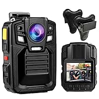 CAMMHD V8-64GB Body Camera and Magnet Mount 1440P Police Camera with 2 Batteries Working 10 Hours,IP68 Body Camera with Audio and Video Recording Wearable, Night Vision Body Camera Easy to Use