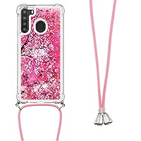 IVY Galaxy A21 Fashion Quicksand with Reinforced Corner and Drop Protection and Liquid Flow Design for Samsung Galaxy A21 Case - Plum Blossom