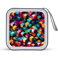 Colorful Cubes Cute CD Case Portable DVD Disc Wallet Holder Storage Bag Organizer for Car Home Travel