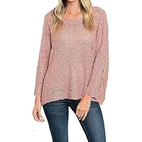 Juniors Pull Over Distressed Sweater Dusty Pink