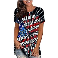 American Flag T Shirt Women Stars Stripes 3D Print 4th of July Shirt Summer Short Sleeve Graphic Patriotic Tunic Tops