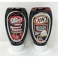 A&W/Dr. Pepper Cherry Dessert Topper Variety (2-Pack) - ONE 12 oz A&W Root Beer Float and ONE 12 oz Dr Pepper Cherry Dessert Topper Syrup