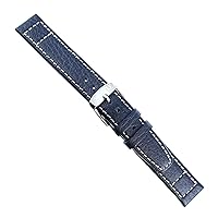 16mm Milano Navy Genuine Leather Tennis Stitched Mens Watch Bands
