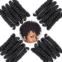 QUEENTAS 6 Packs+3 Packs 10inches Small Toni Curl Carrie Curl Crochet Hair for Black Women Short Black Curly Crochet Synthetic Hair Extensions(6mm+8mm Natural Black 1B+Natural Black/Burgundy)