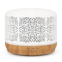 Essential Oil Diffuser White Ceramic Diffuser 500 ml Timers Night Lights and Auto Off Function Home Office Humidifier Aromatherapy Diffusers for Essential Oils