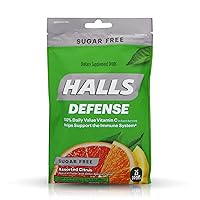 Halls Defense Vitamin C Drops Sugar Free Assorted Citrus - 25 ct, Pack of 4