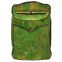 CWI Gifts Rustic Green Metal Post Box, Multi