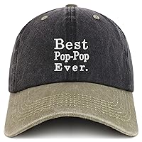 Trendy Apparel Shop Best Pop Pop Ever Embroidered Soft Fit Washed Cotton Baseball Cap