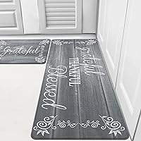 HEBE Anti Fatigue Kitchen Rug Sets 2 Pieces Non Slip Cushioned Kitchen Mats for Floor Waterproof Farmhouse Kitchen Rugs and Mats Set Comfort Standing Desk Mats for Office,Laundry Room