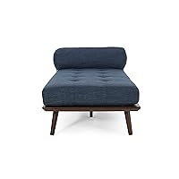 Christopher Knight Home Viewland Chaise Lounge, Navy Blue + Natural Walnut