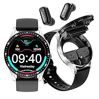 Byikun Smart Watch with Earbuds, Sports Fitness Watch with Wireless Earphones, 2 in 1 Alloy Shell Ultrathin Smart Watch for iOS and Android, 1.32