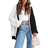 Pink Queen 2023 Fall Long Cardigans for Women Batwing Sleeve Open Front Ribbed Knit Oversized Cardigan Sweaters with Pockets