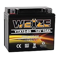 YTX12-BS Motorcycle Battery High Performance - Maintenance Free - Sealed YTX12 BS AGM Rechargeable ATV Batteries compatible with Honda Kawasaki Suzuki